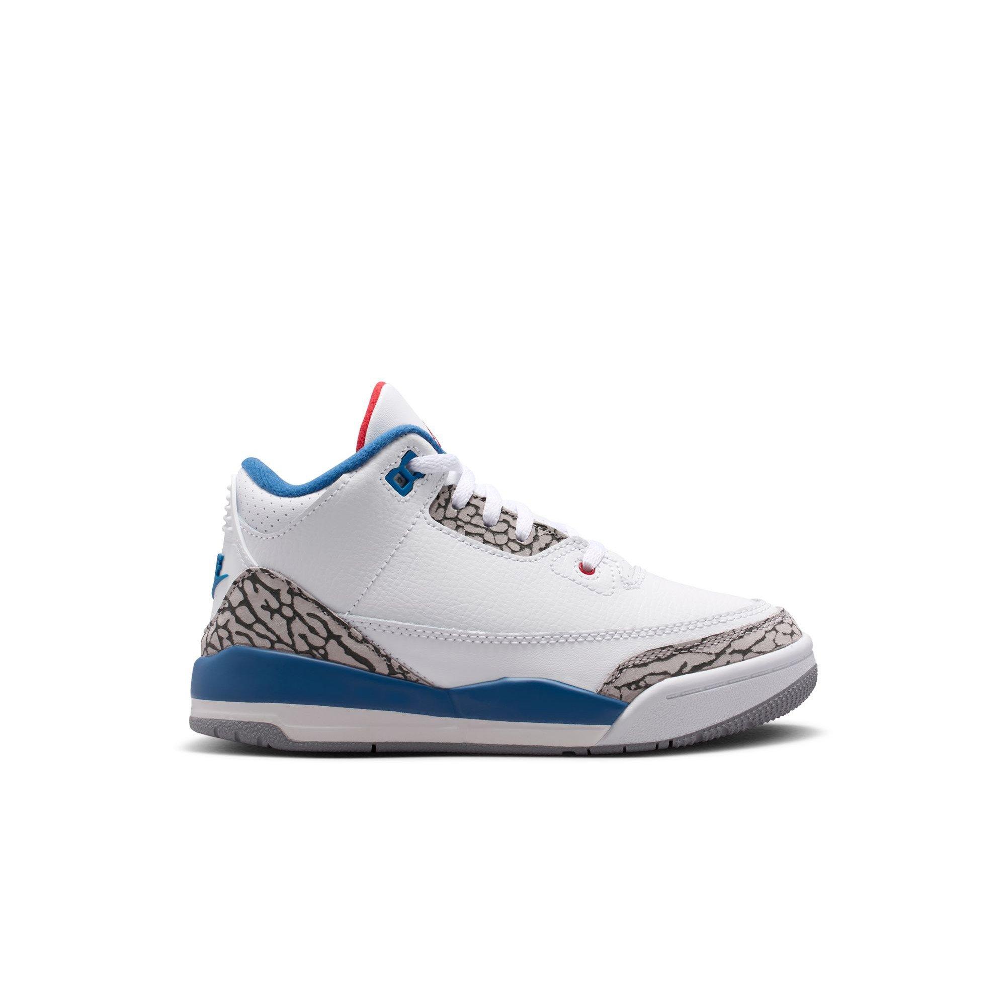Jordan 3 Retro "True Blue" Preschool Kids' Shoe - WHITE/FIRE RED/TRUE BLUE